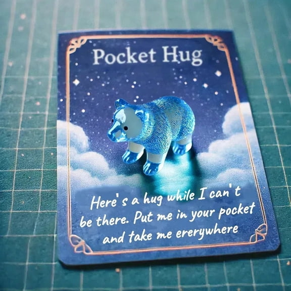 Mini Pocket Hug Animal, Resin Animal Pocket Hug Token with Inspirational Card, Thank You Note Card Greeting Card Mini Animal Figure Pocket Hug Gift for Friends and Family