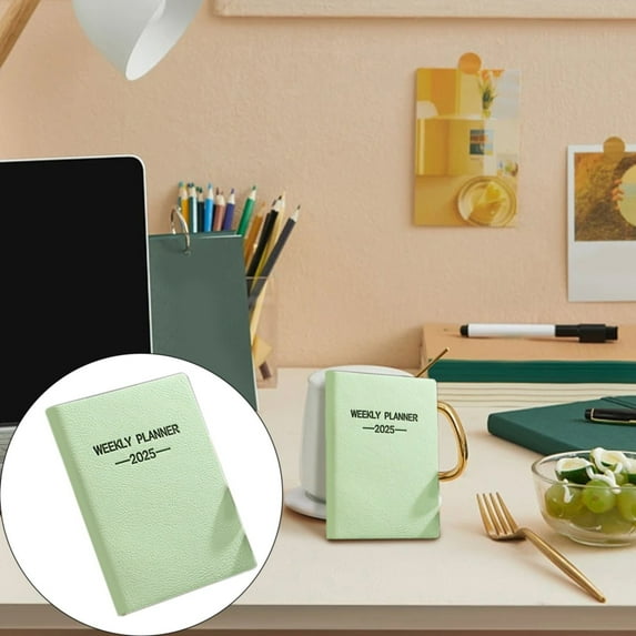 Mini Pocket Journal Mint Green,1 Mini Pocket Journal,Mini Pocket Journal Notebook 2025 Weekly Planner 120 Pages Leather Hardcover Journal Small Notepad for Women Writing Work Travel