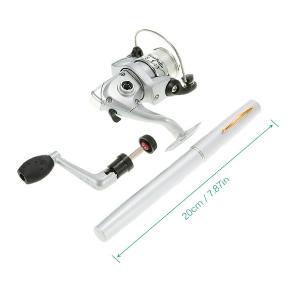Mini Pocket Pen Fishing Rod Pole + Reel Aluminum Red