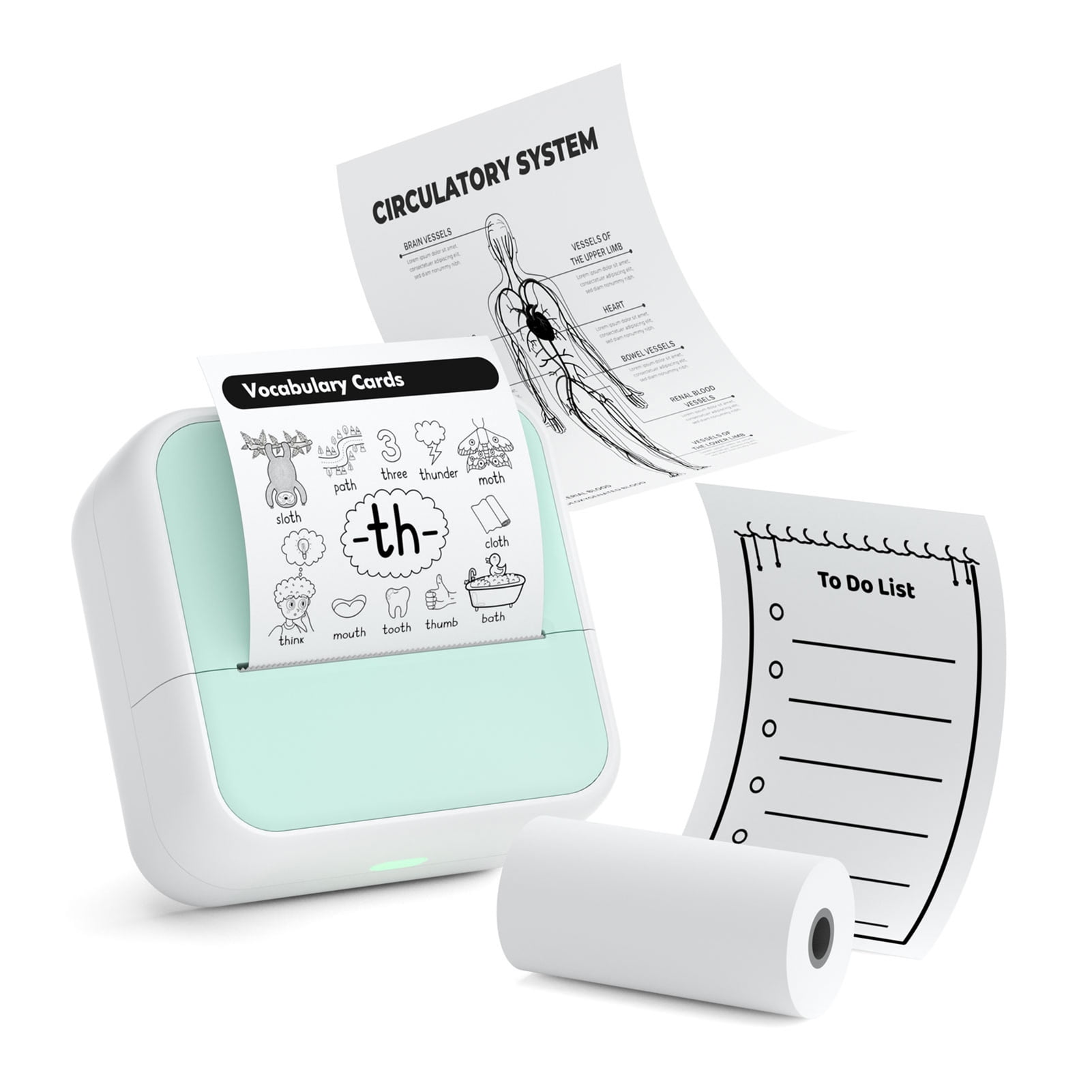 Mini Pocket Printer Portable Thermal Instant Photo Printing Label Maker Machine BT Wireless Connect Compatible with Android / iOS APP Support Receipt Label Memo Sticker Notes Lists Scrapbook DIY