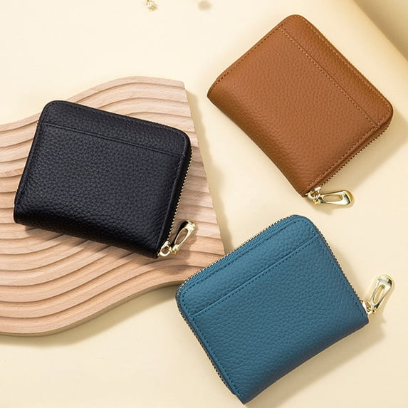 Mini Pocket Purse Card Holder Wallet RFID Blocking Zipper Pocket Ladies Credit Card