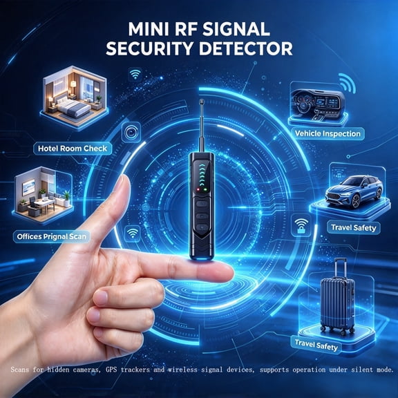 Mini Pocket RF Signal Detector, Wireless Signal Scanner for Finding Hidden Cameras, GPS & Signal Devices, Silent Vibration Mode, Retractable Antenna & Adjustable Sensitivity, Portable Safety Inspecto