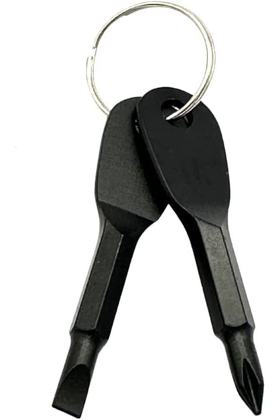Mini Pocket Repair Hand Tool Portable Screwdriver Set Keychain Outdoor Tool Kit Stainless Steel Keyring 1pc (Black)