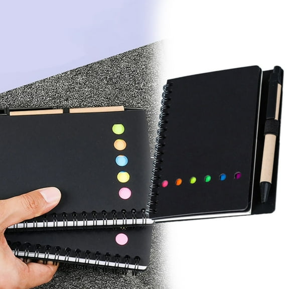 Mini Pocket Spiral Notebook with Pen & Sticky Notes, Compact Notepad for Office Memos, Travel & Daily Writing
