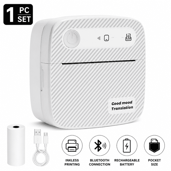 Mini Pocket Thermal Printer Wireless Bluetooth Sticker Maker 200DPI Inkless Label Machine for Study Journal Travel