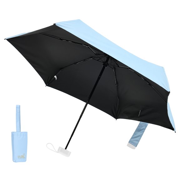 Mini Pocket Umbrella Black Coating Sun Rain Dual Use Compact Travel Umbrella with Anti Slip Handle and Storage Pouch