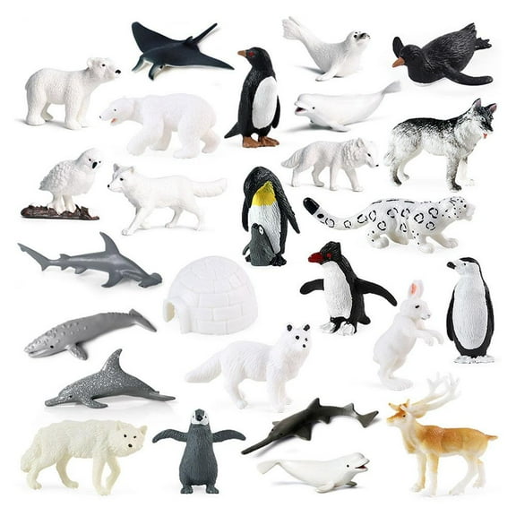 Mini Polar Animal Figurines for Kids to Play with Featuring Wolf Polar Bear Penguins and More
