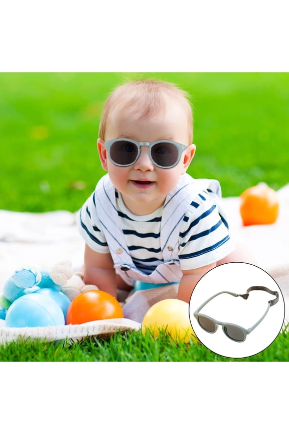 Mini Polarized Sunglasses & Infant Eyewear, UV400 Protection With Adjustable Anti-Lost Strap, 0-3 Years Toddlers, 4.3" (Blue)