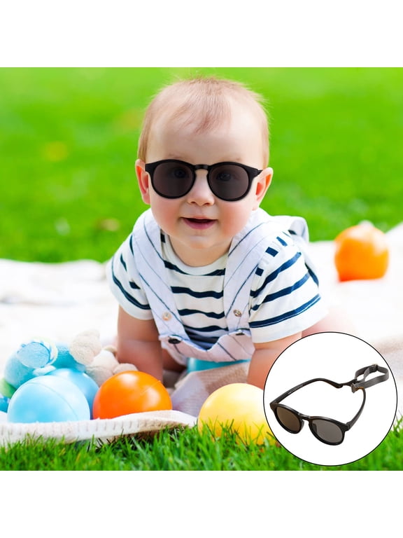 Mini Polarized Sunglasses & Infant Eyewear, UV400 Protection With Adjustable Anti-Lost Strap, 0-3 Years Toddlers, 4.3" (Brown),Black