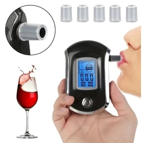 Mini Police Breathalyzer With LCD Display - Accurate Breath Alcohol Tester For Law Enforcement And Personal Use + 30 Mouth Pieces