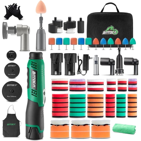 Mini Polisher Cordless Polisher for Car Detailing, 2x2.0Ah Batteries, 0mm Rotary Buffer, 3mm and 12mm Dual Action Polisher 1 - 3 Inch, 2 Different Speeds Heads Systems, 4.2k - 21k or 1 - 5k RPM