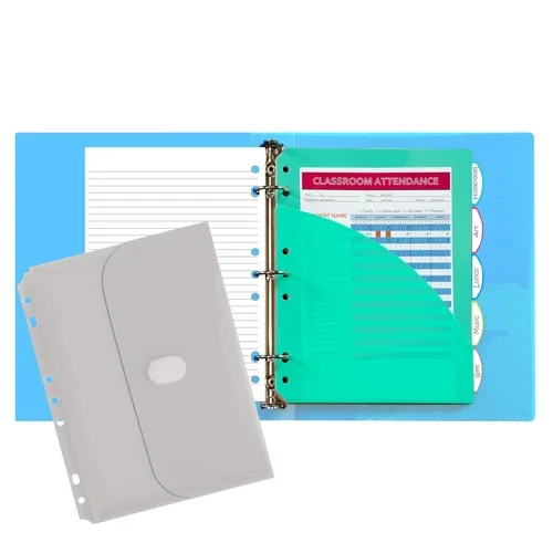 Mini Poly Binder Organizer Kit Assorted Colors Planner And Filler Paper 5X8
