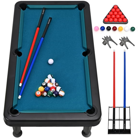 Mini Pool Table for Kids - Portable Billiard Tables for Kids, Tabletop Games with 2 Cues, Nine-Ball & Snooker 2 Set, Gift for Boys & Girls 3-12