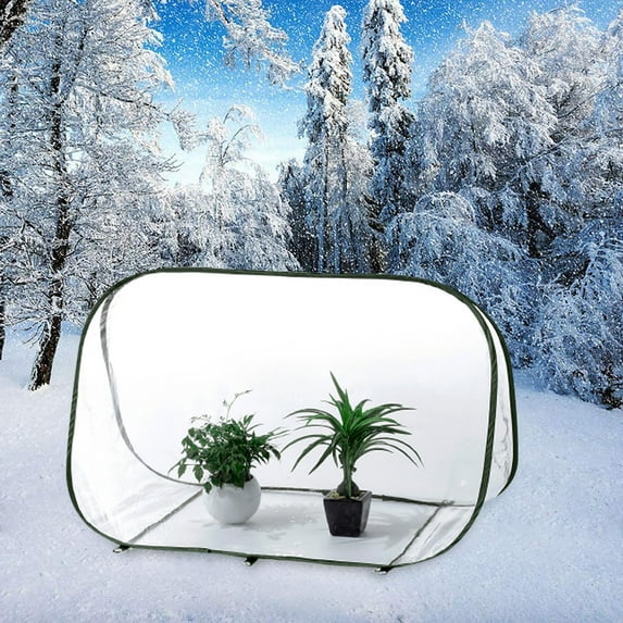 Pop-Up Mini Greenhouse, Plant Overwintering Protection Tent, Transparent PVC Cover, Zipper Ventilation Windows, Foldable Design for Indoor Outdoor Plants