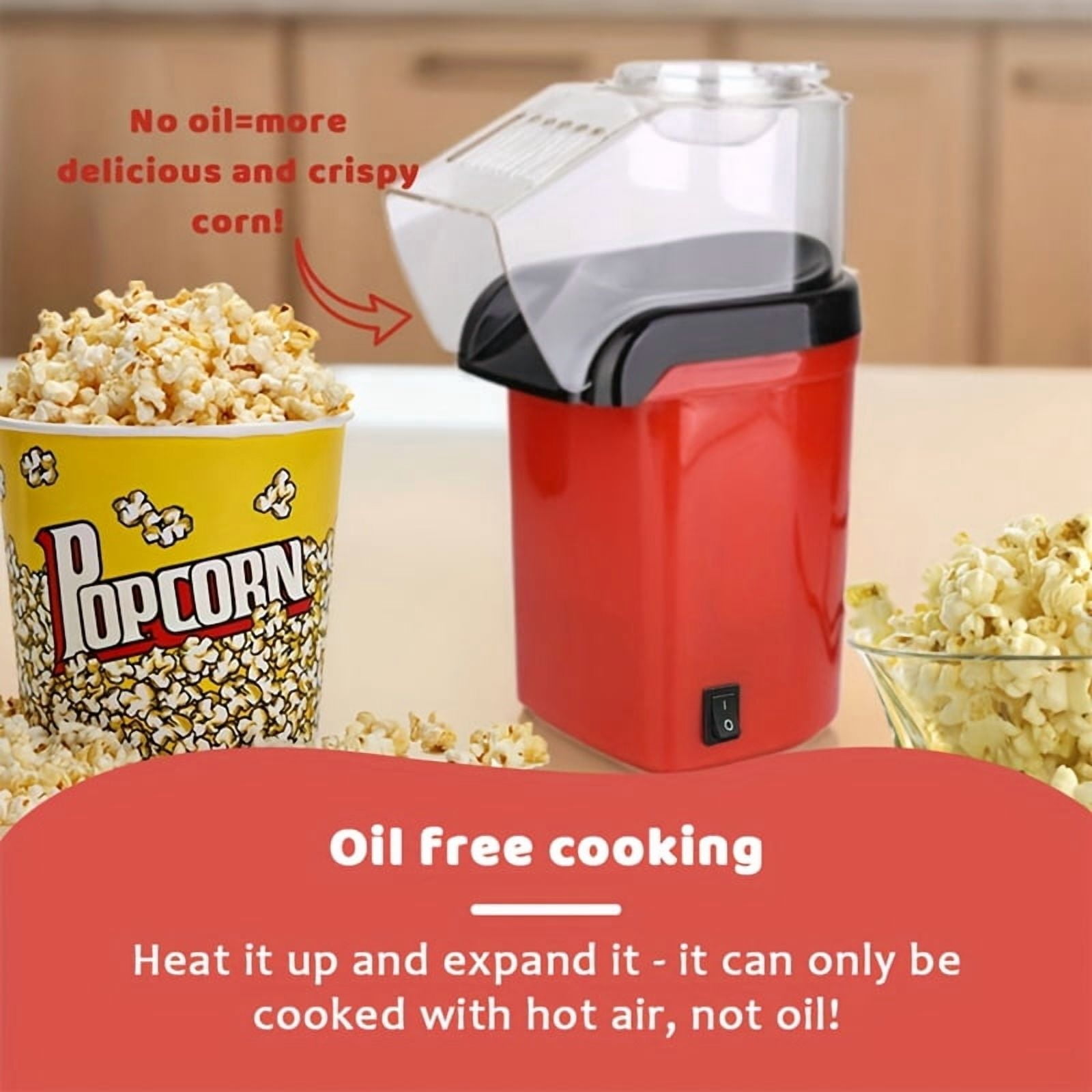 Mini Popcorn Maker - Compact Hot Air Popper with Quick & Even, Fast ...