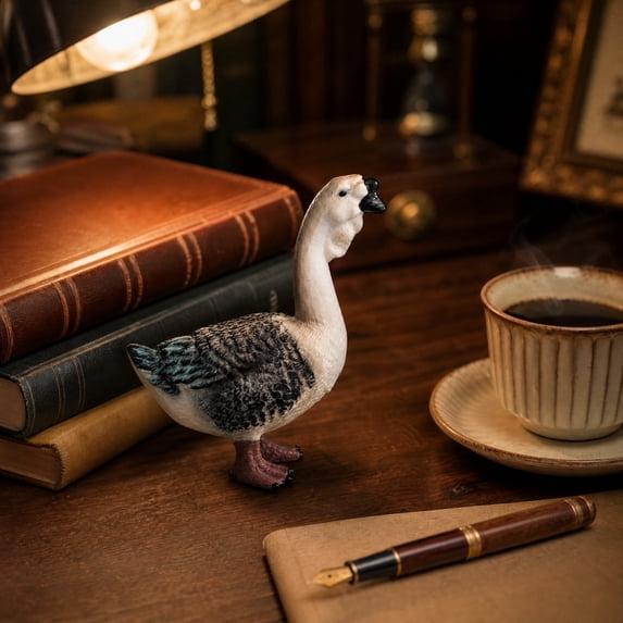 Mini Porch Goose Statue 5 Inch Desktop Goose Cute Desk Accessories for Women Office Decor for Home Classroom Shelf Living Room Bedroom Display, 1 Pack