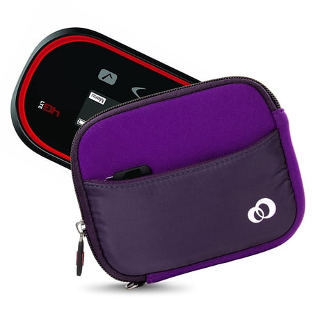 Mini Portable 5.65" Carrying case sleeve for WiFi HotSpot Modem & Router Mobile, Camera Case, External Battery Sleeve PLUS Secure Hand Wrist Strap (Purple)