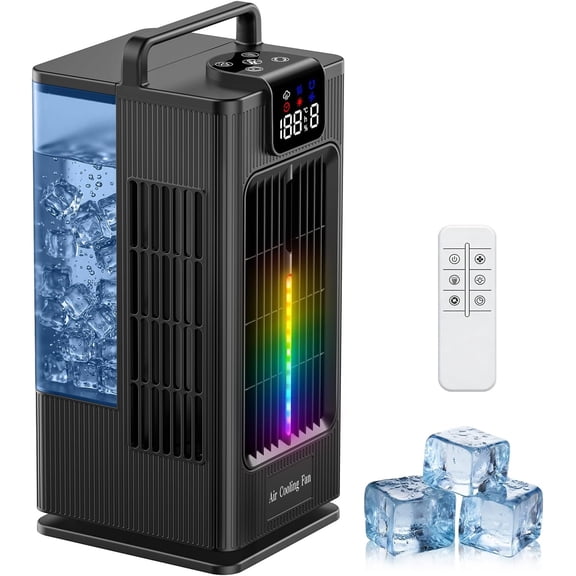 Mini Portable Air Conditioner Cooler: 2000ml Air Cooling Fan with 120?Oscillating - 3 Mist Modes & 4 Speeds, RGB Night Light, 1-8H Timer Remote Control - Portable Small AC for Bedroom, Room, Desk