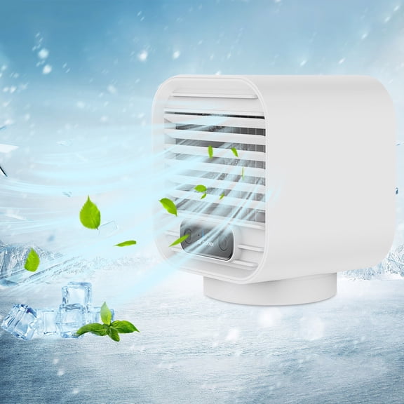 Mini Portable Air Cooler with Ice Water Tank, USB Rechargeable Personal Desk Fan, 3-Speed Evaporative Cooling Humidifier for Office Home Travel, Compact Cordless AC Blower with 150ml Reservoir