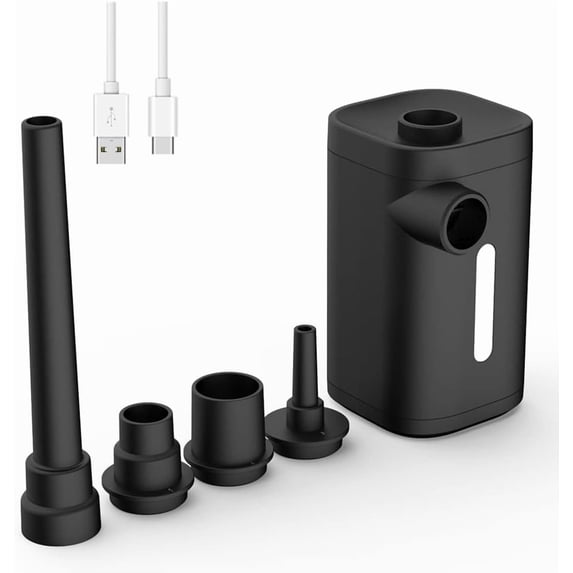 Mini Portable Air Pump 4000mAH Battery USB Rechargeable Pump with 4 Nozzles, Lighting, Quick Inflator/Deflator Pump for Camping, Inflatable Cushions, Air Mattress Beds, Swimming Ring