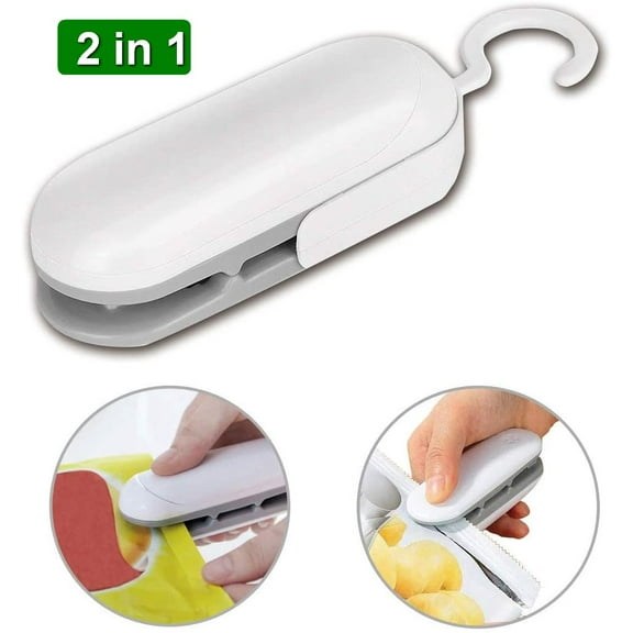 Mini Portable Bag Sealer and Cutter, Handheld 2 in 1 for Plastic Bags Food Storage Snack Fresh Bag Sealer Reduce food waste. (Battery Not Included)
