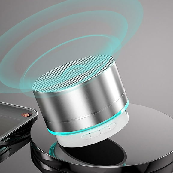 Mini Portable Bluetooth Speaker, Metal, Colorful Breathing Night Light, Loud Sound, 300mAh Battery, 10m Range, for Laptop/Outdoor