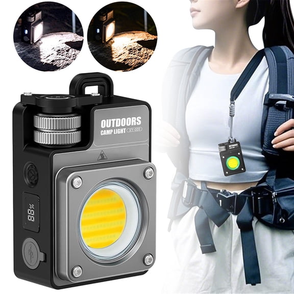 Mini Portable Camping Light, 3500LM Rechargeable LED Lantern with Magnetic Base, Waterproof Emergency Flashlight for Camping & Work, Adjustable Dimmable Camping Lantern, Work Light for Power Outages