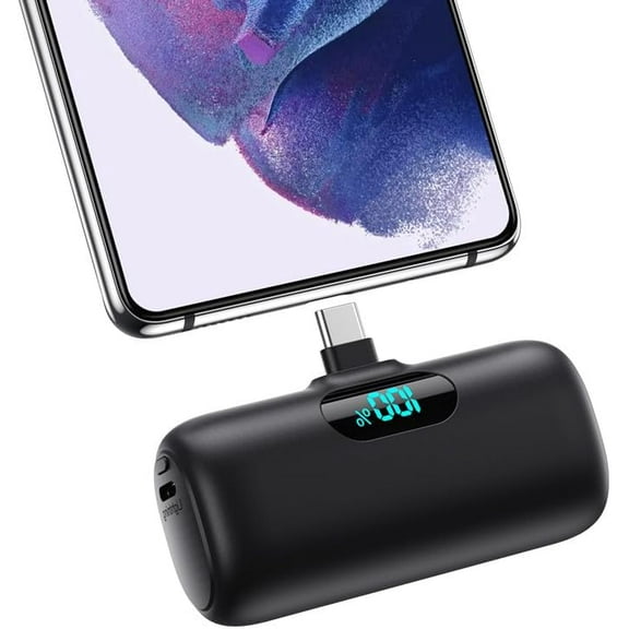Mini Portable Charger 5000mAh Power Bank,15W PD USB C Cell Phone Portable Power,LCD Display Battery Pack Compatible With iPhone 16/15/15 Plus/15 Pro/15 Pro Max/Android/Samsung/Moto/LG(Type-C Only)
