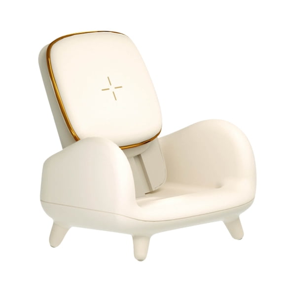 Mini Portable Charger,Mini Sofa Wireless Charger, 2025 New Mini Chair Wireless Fast Charger Multifunctional Phone Holder, 3 in 1 Wireless Charger Station Phone Stand 15W Fast Charger (White)
