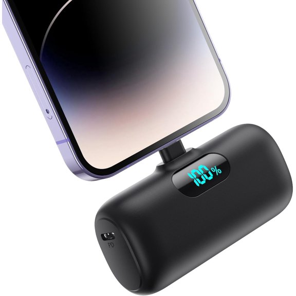 Mini Portable Charger for iPhone 14/13 Series,Upgraded 5000mAh PD Fast Charging Battery Pack,LCD Display Cute Power Bank Phone 14/14 Pro Max/13/12 Pro/11/XS/XR/X/8/7/6