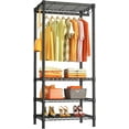 thumbnail image 1 of H4 Mini Portable Closet, 4 Tiers Freestanding Clothing Garment Rack for Small Space, Metal Clothes Wardrobe System for Bedroom, 23.6" W x 14" D x 76.4" H, Load 502 lbs, Black, 1 of 13