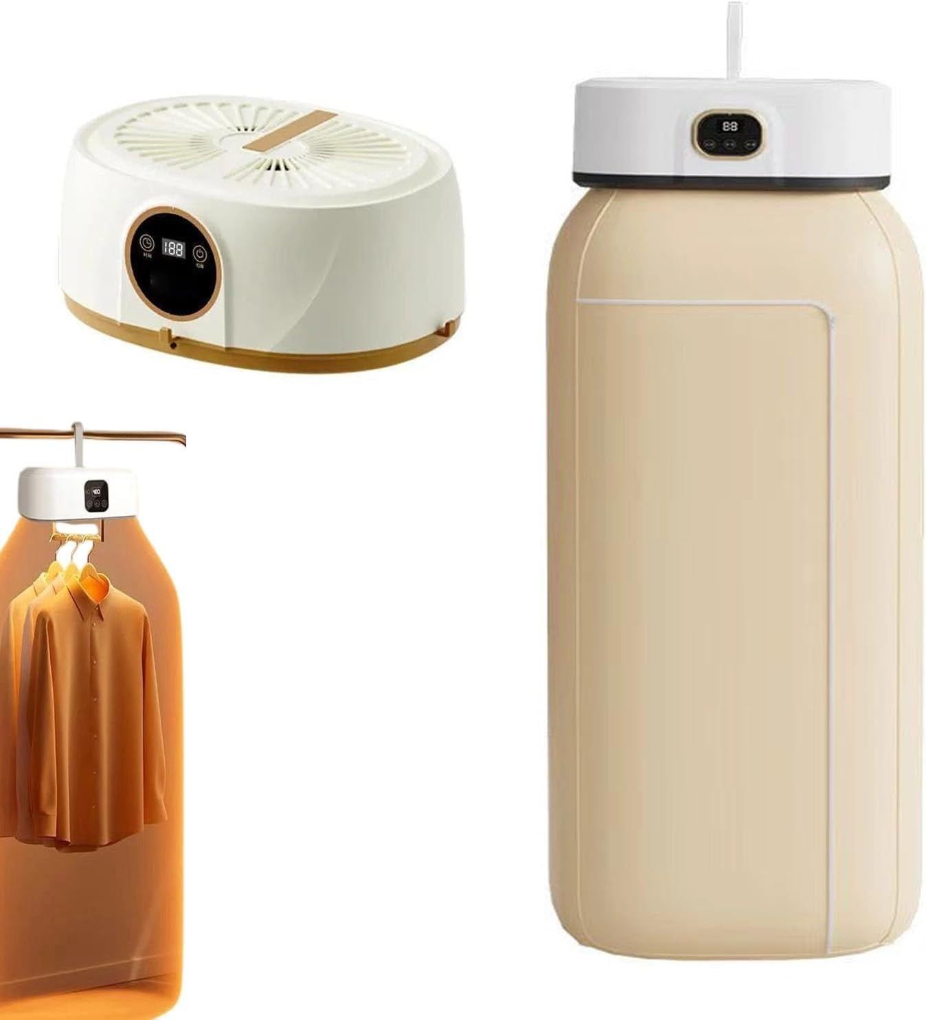 Mini Portable Clothes Dryer & Automatic Ironing Machine - Travel-Friendly with Timer Function, Steam Iron & Dry Bag Included for Apartments, RVs, Dorms