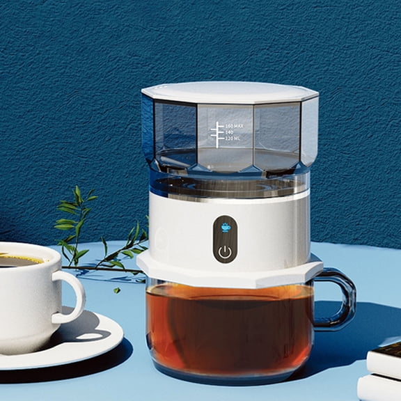 Mini Portable Coffee Brewer Fully Automatic Drip Pot Hand Brewed Coffee Maker - Battery Powered Travel Coffee Machine for Camping Hiking Office Outdoor Use, Makes Approximately 3 Cups