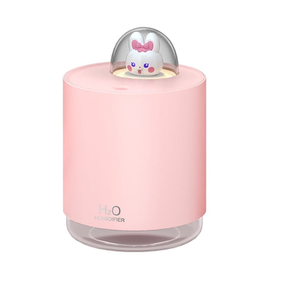 Mini Portable Desk Humidifier - Cute Rabbit USB Cool Mist Air Humidifier with Night Light for Bedroom Office Desktop Car TravelPink