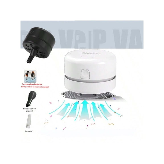 Mini Portable Desktop Vacuum Cleaner Cordless Battery Powered Vacuum Dust Collector Plastic Micro Crumb Cleaner For Home Office Cleaning Desktops Workspaces Debris Shavings Batteries Not Included