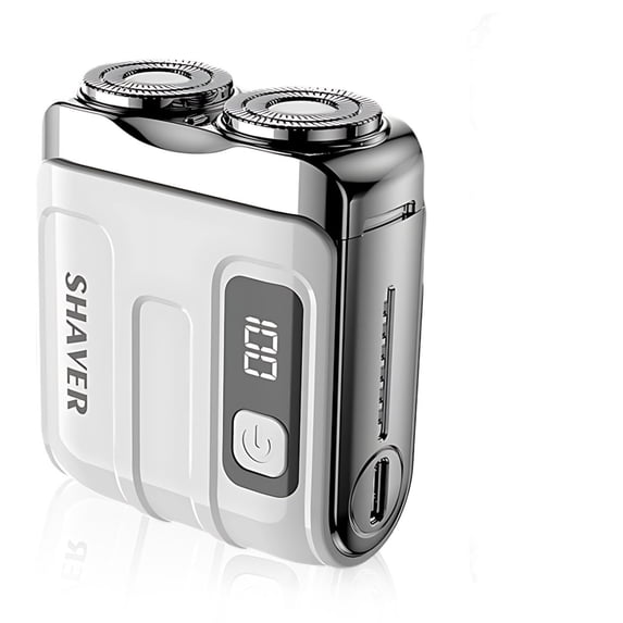 Mini Portable Electric Shaver for Men, IPX7 Waterproof Dual‑Head Magnetic Razor, USB Rechargeable Pocket Travel Shaver, Cordless One‑Button Grooming Shaver with Extra Replacement Head