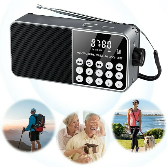 Mini Portable FM Radio with Bluetooth 5.4, MP3 Player, Digital Display, TF Card Support - Rechargeable for Outdoor, Travel, and Home Use