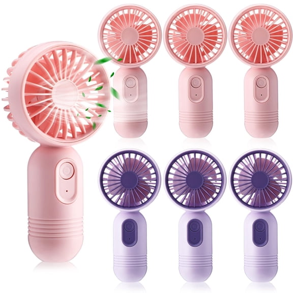 Mini Portable Fan Bulk Cute Handheld Lightweight Small Little Personal Hand Eyelash Fan 3 Speeds USB Rechargeable for Women Men Indoor Outdoor Makeup Travel Camping (black, 6 Pcs)