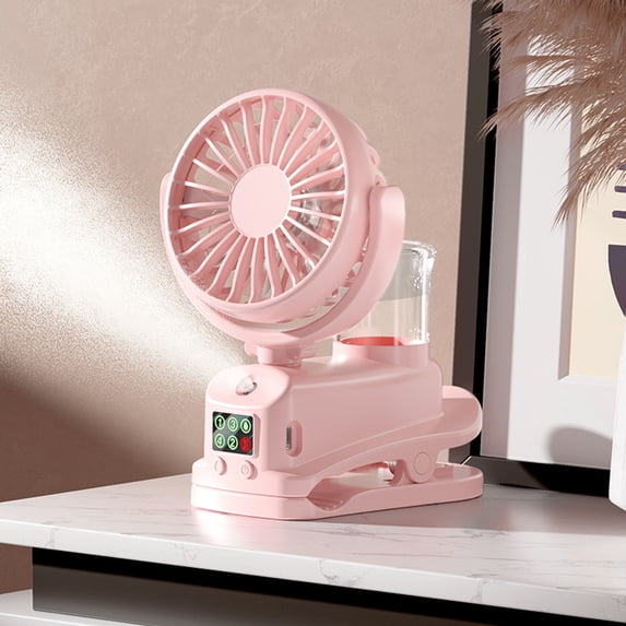 Mini Portable Fan, Hwkond Multifunctional Clip Spray USB Charging Big Wind Mute 360 Degree Rotating Mini Fan