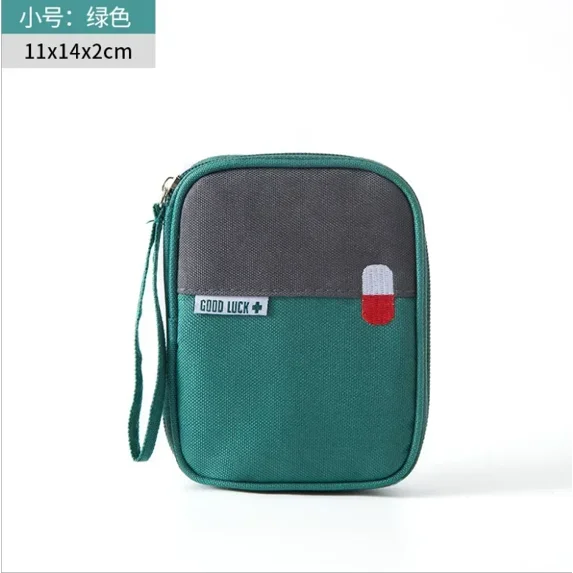 Mini Portable First Aid Kit Medicine Bag Medical Emergency Kits Organizer Outdoor Household Medicine Pill Storage Bag Pouch (green)