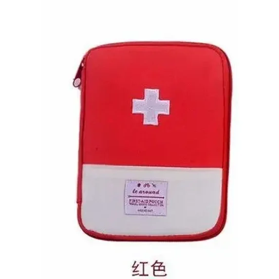 Mini Portable First Aid Kit Medicine Bag Medical Emergency Kits Organizer Outdoor Household Medicine Pill Storage Bag Pouch (red)