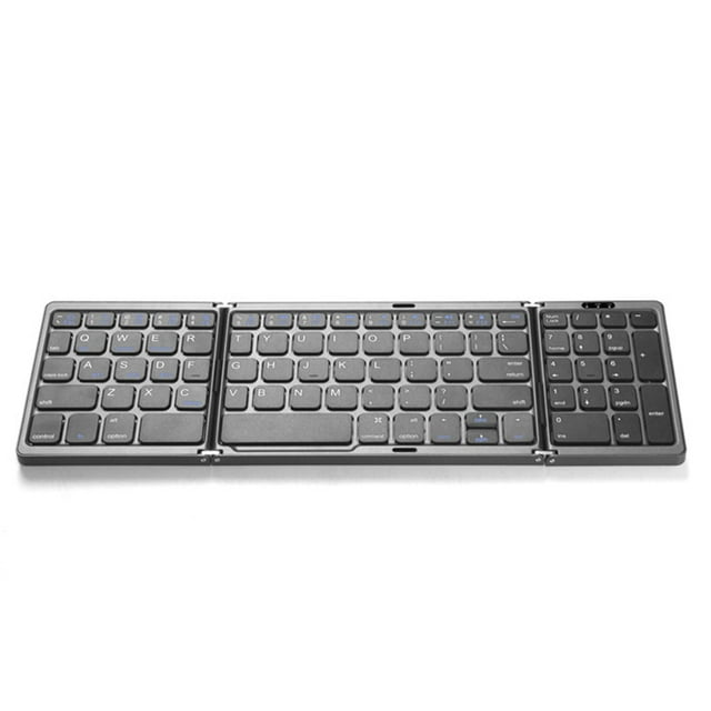 Mini Portable Folding Keyboard Thin Wireless BT Number Keypad for Mac Windows Laptop Tablet Light-Handy Bluetooth-compatible (Gray-English)