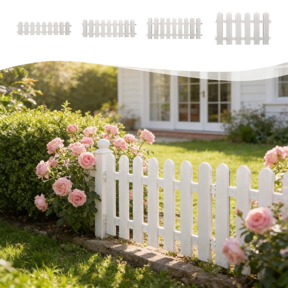 Mini Portable Garden Picket Fences, Lightweight Ornamental Boundary Edgings, Flexible Small Railing Dividers for Yard, Garden, Home Green Bonsai Area and Landscape Layout, White1