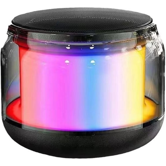 Mini Portable Glass Bluetooth Speaker: 3W Full-Range Speaker, RGB Ambient Lighting, TWS Connectivity. This Portable Card-Slot Speaker for Desktops, Workouts, Outdoor, Home (Black)
