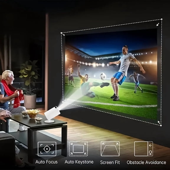 Mini Portable HD Projector | BT5.0/WiFi6, 720P/4K Decoding, 260 Lumens | Android TV Interface, 180 Rotation, Remote | for iOS/Android/Windows, Home Theater & Outdoor Movies
