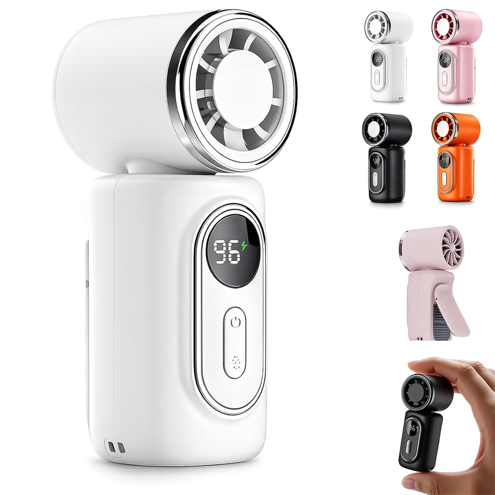 Mini Portable Handheld Clip Fan  3-in-1 Rechargeable 3000mAh Battery, Small Clip On Personal with Ice Cooling 5 Speeds 180° Adjustable Airflow for Stroller Travel Cars Outdoor Office