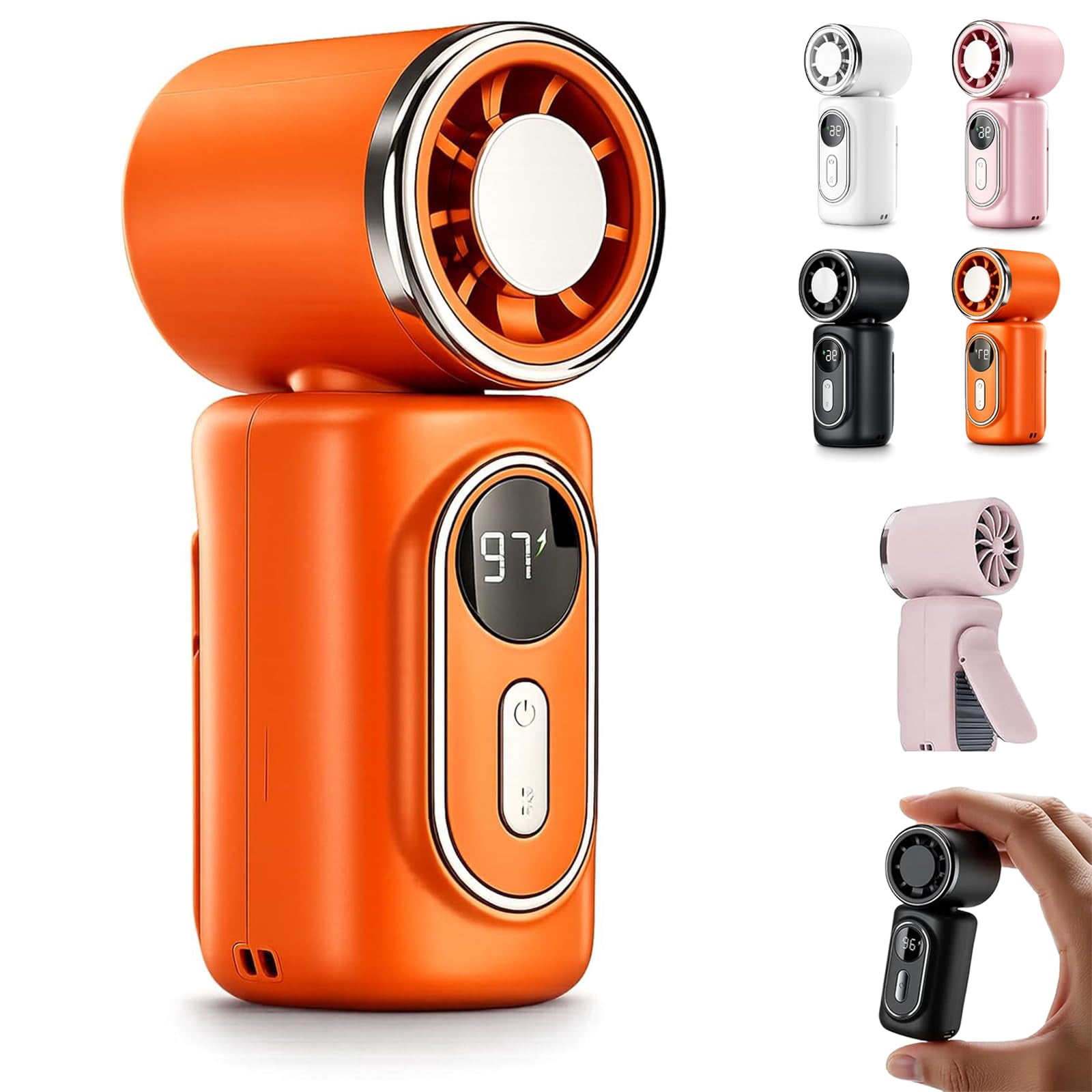 Mini Portable Handheld Clip Fan  3-in-1 Rechargeable 3000mAh Battery, Small Clip On Personal with Ice Cooling 5 Speeds 180° Adjustable Airflow for Stroller Travel Cars Outdoor Office