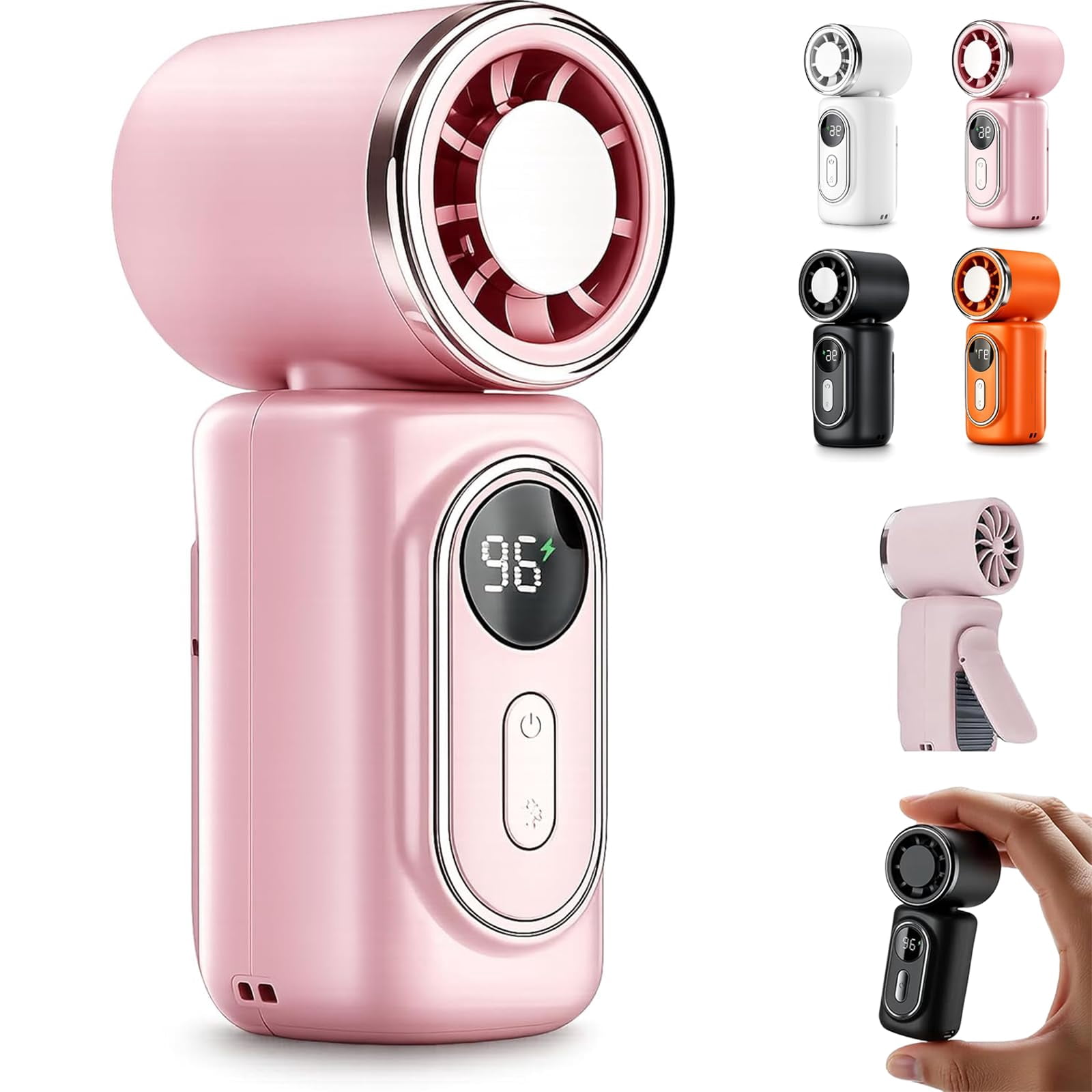 Mini Portable Handheld Clip Fan  3-in-1 Rechargeable 3000mAh Battery, Small Clip On Personal with Ice Cooling 5 Speeds 180° Adjustable Airflow for Stroller Travel Cars Outdoor Office