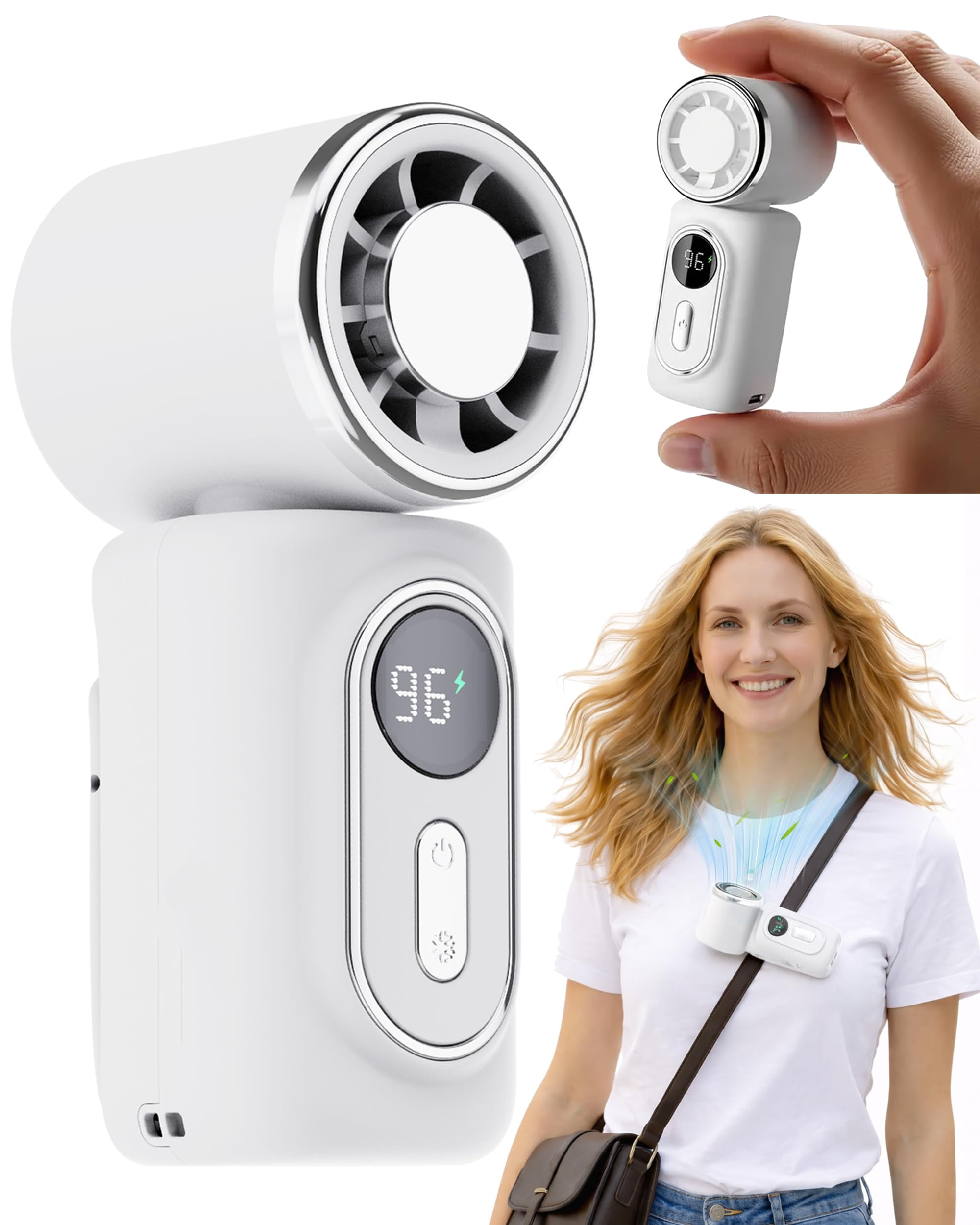 Mini Portable Handheld Clip Fan, Rechargeable 3000mAh Battery, 5 Speeds, 180° Adjustable USB Personal Desk Fan for Stroller, Travel, Camping, Office & Baby