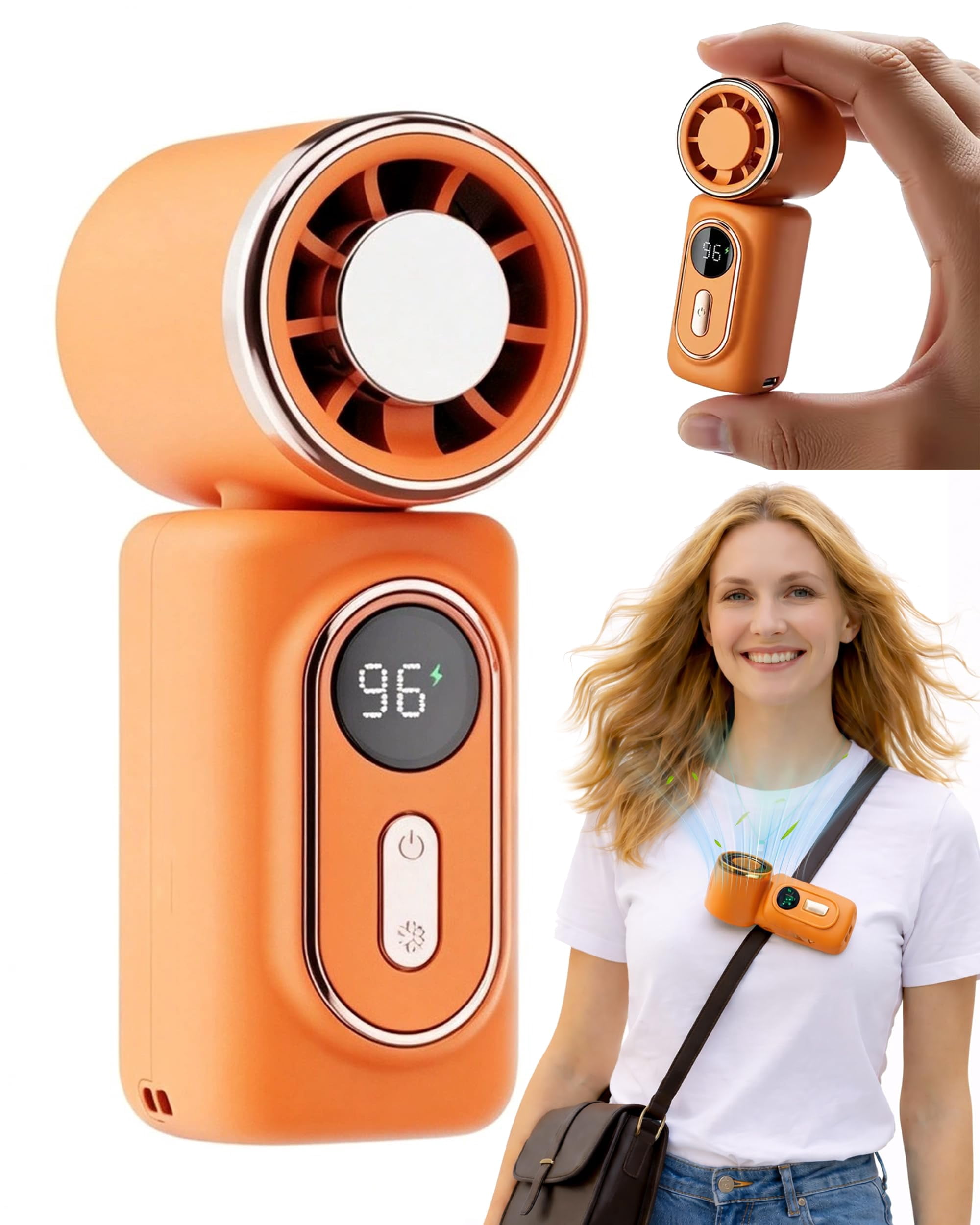 Mini Portable Handheld Clip Fan, Rechargeable 3000mAh Battery, 5 Speeds, 180° Adjustable USB Personal Desk Fan for Stroller, Travel, Camping, Office & Baby
